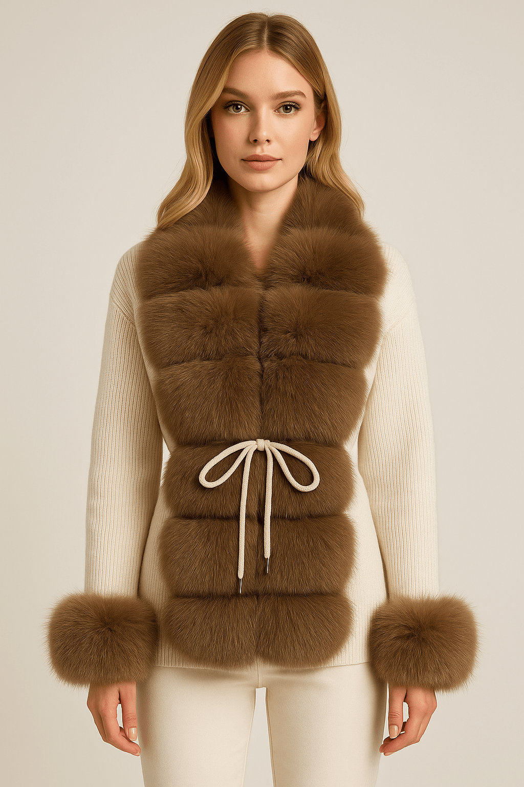 Luxurious Faux Fur Knit CardiganAzizaK