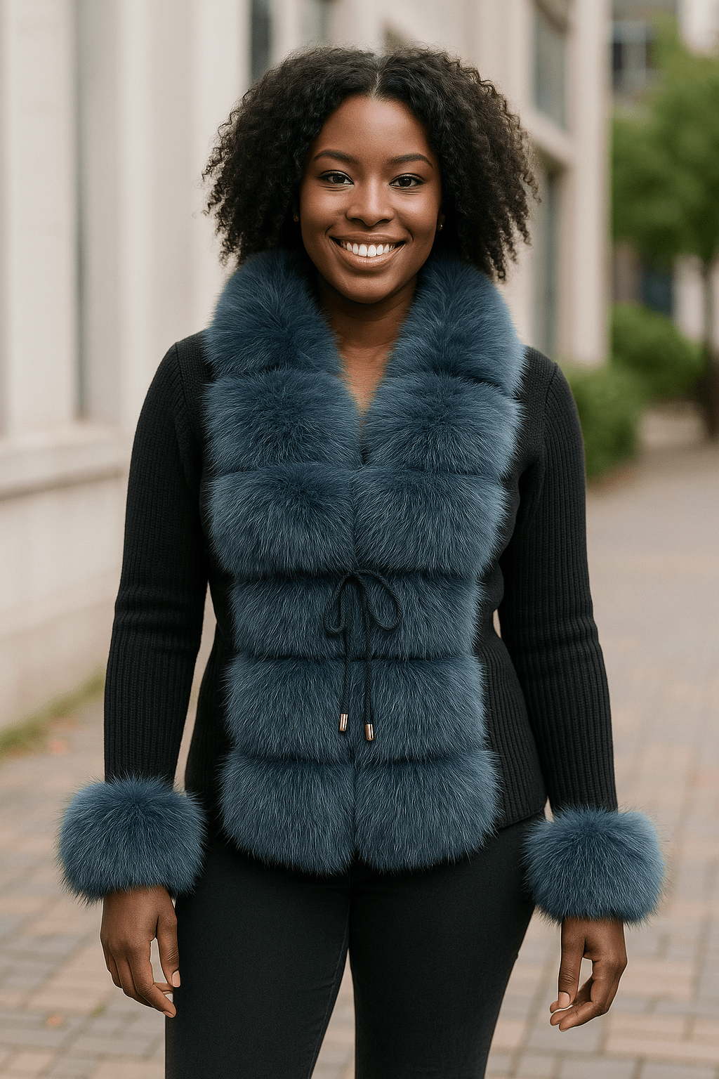 Luxurious Faux Fur Knit CardiganAzizaK