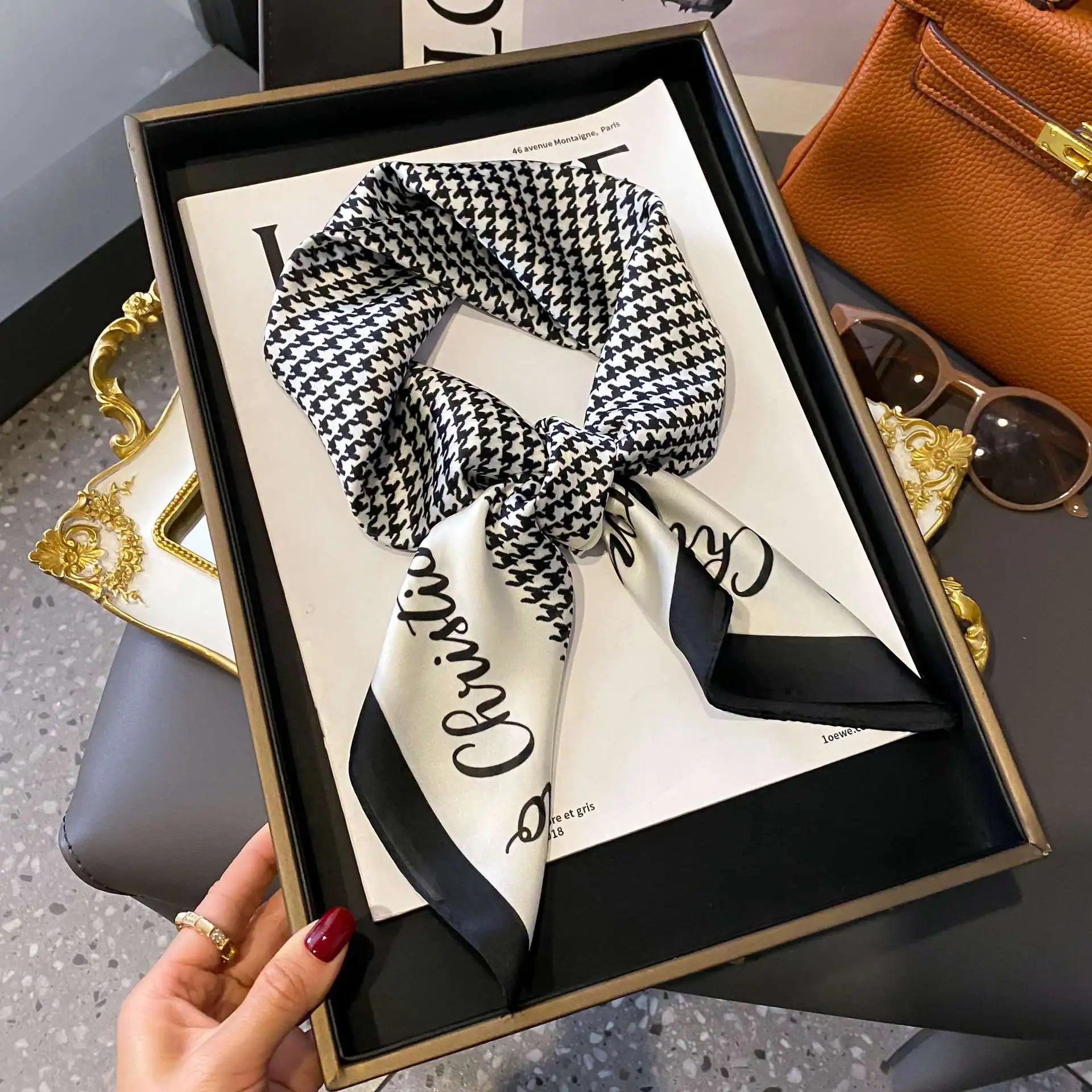 Luxury Brand Fashion Silk Square Scarf 70cmAzizaK