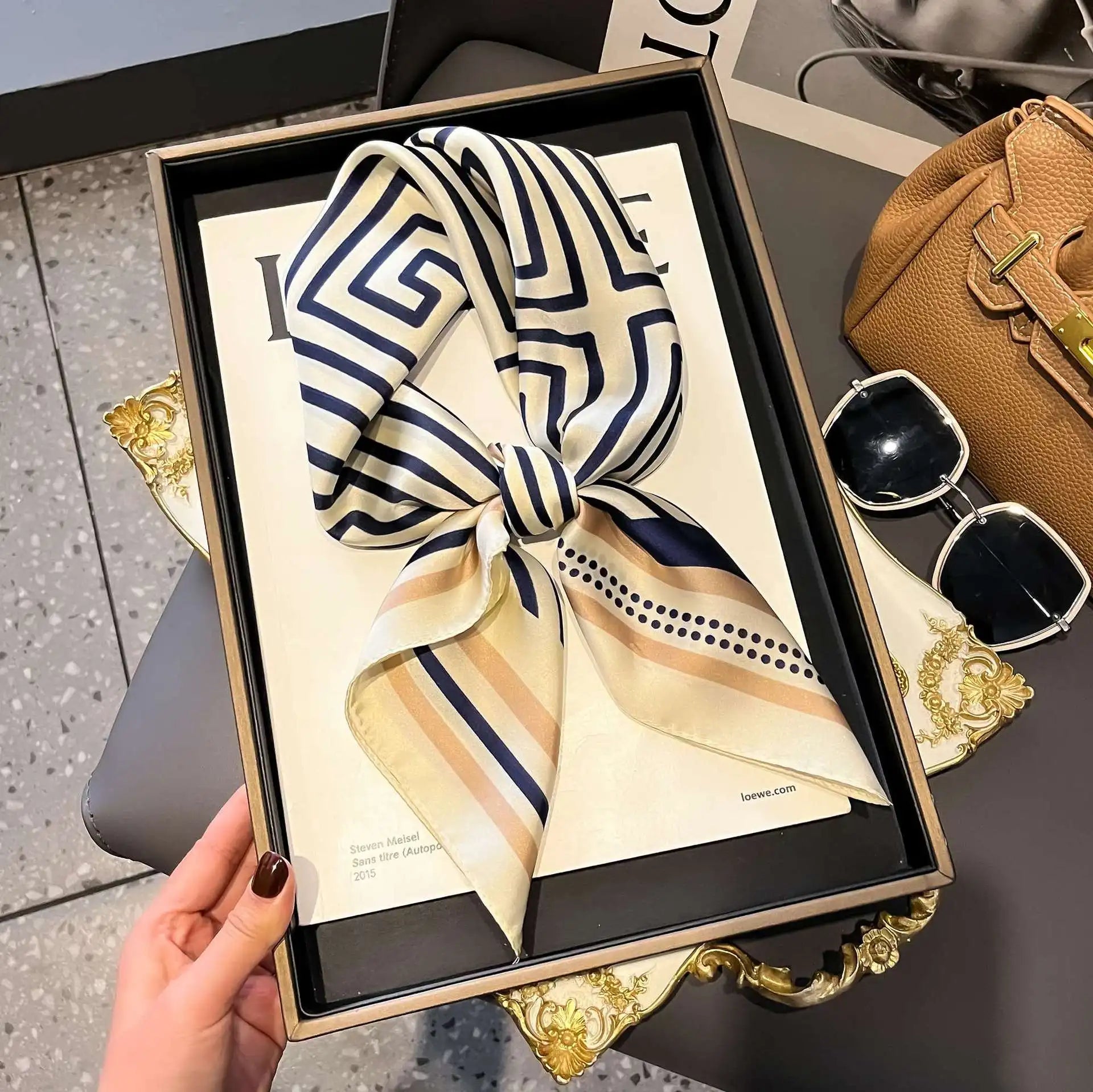 Luxury Brand Fashion Silk Square Scarf 70cmAzizaK