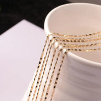 Luxury Fashion Party Wedding Jewelry: 18K Gold 925 Sterling Silver Charm Necklace 40 - 75cm Flat Chain for Women Men Eye Catching Short LengthAzizaK