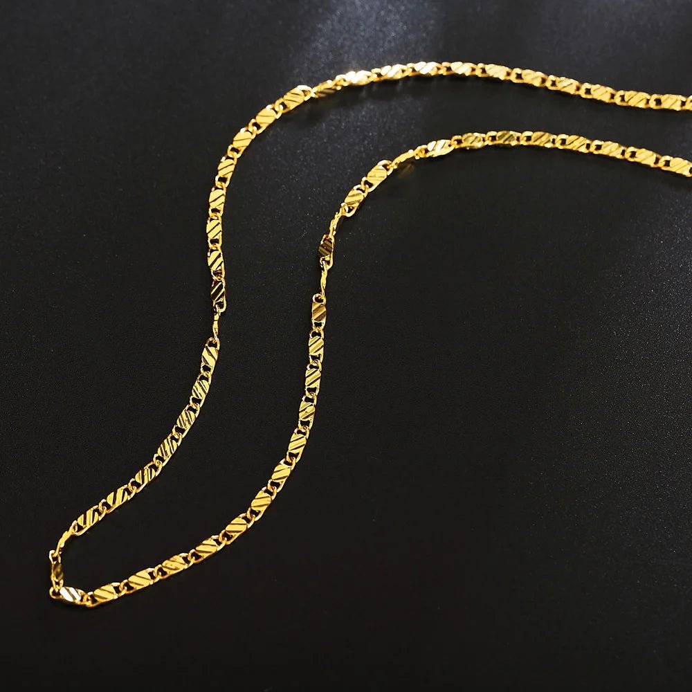 Luxury Fashion Party Wedding Jewelry: 18K Gold 925 Sterling Silver Charm Necklace 40 - 75cm Flat Chain for Women Men Eye Catching Short LengthAzizaK