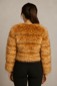 Luxury Faux Fur Coat with Soft Camel LiningAzizaK