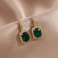 Luxury Green Emerald Square Stud EarringsAzizaK