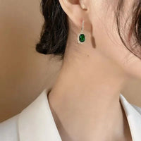 Luxury Green Emerald Square Stud EarringsAzizaK