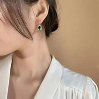Luxury Green Emerald Square Stud EarringsAzizaK