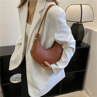 Luxury PU Leather Tote Bag, Eye - catching Half Moon Shape HandbagAzizaK