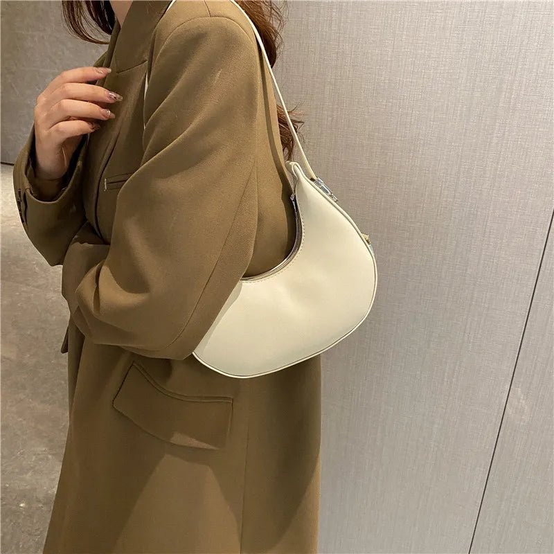 Luxury PU Leather Tote Bag, Eye - catching Half Moon Shape HandbagAzizaK