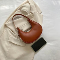 Luxury PU Leather Tote Bag, Eye - catching Half Moon Shape HandbagAzizaK
