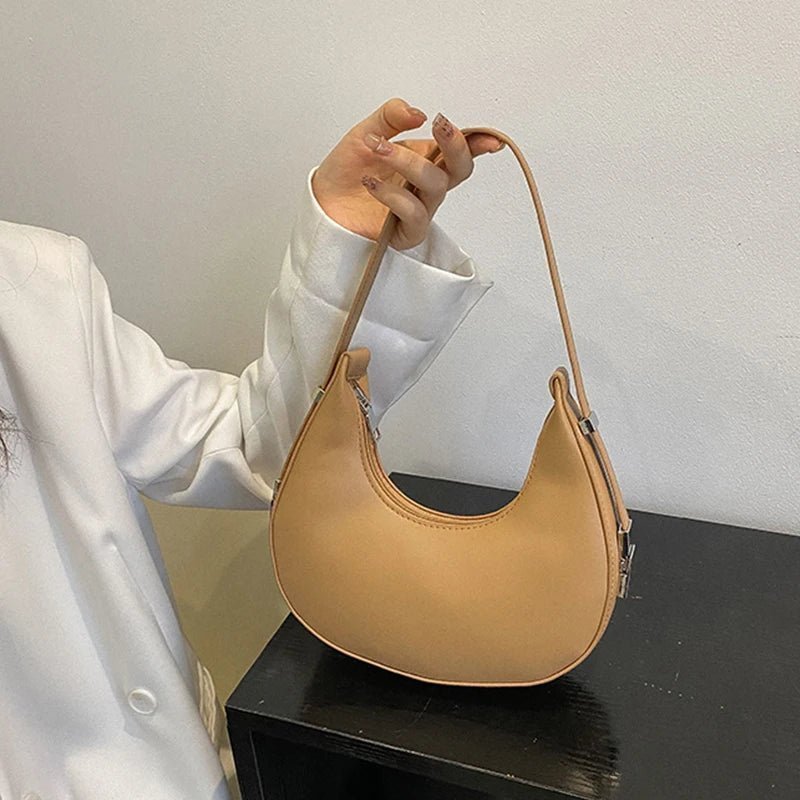 Luxury PU Leather Tote Bag, Eye - catching Half Moon Shape HandbagAzizaK
