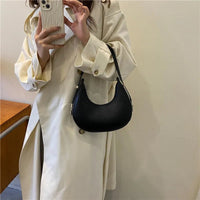 Luxury PU Leather Tote Bag, Eye - catching Half Moon Shape HandbagAzizaK