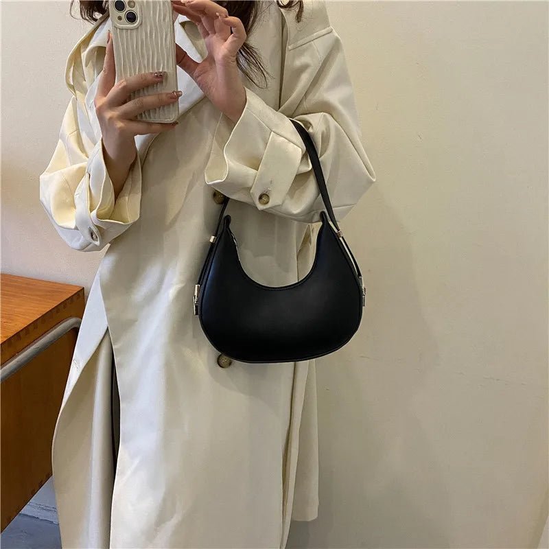 Luxury PU Leather Tote Bag, Eye - catching Half Moon Shape HandbagAzizaK