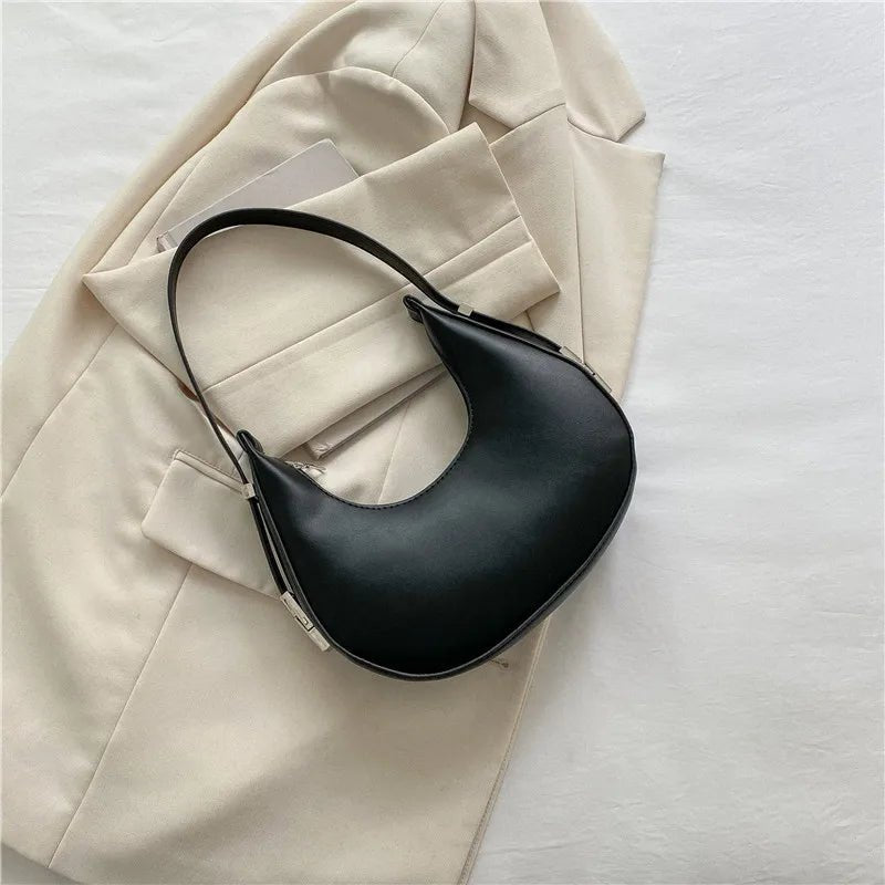 Luxury PU Leather Underarm Tote Bag for Women Hobo Style Shoulder Clutch Handbag Purse with Eye - Catching Half Moon ShapeAzizaK