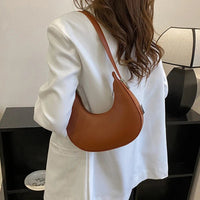 Luxury PU Leather Underarm Tote Bag for Women Hobo Style Shoulder Clutch Handbag Purse with Eye - Catching Half Moon ShapeAzizaK