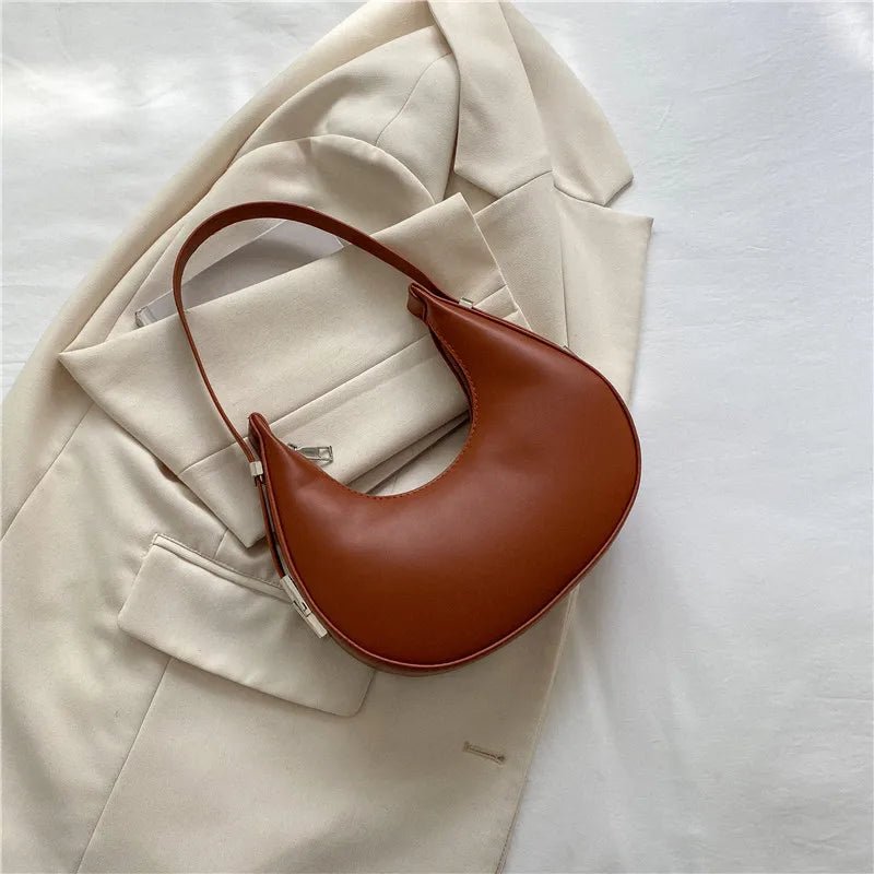 Luxury PU Leather Underarm Tote Bag for Women Hobo Style Shoulder Clutch Handbag Purse with Eye - Catching Half Moon ShapeAzizaK