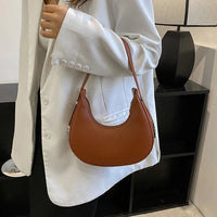 Luxury PU Leather Underarm Tote Bag for Women Hobo Style Shoulder Clutch Handbag Purse with Eye - Catching Half Moon ShapeAzizaK