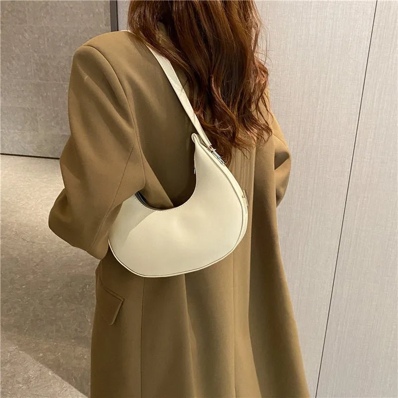 Luxury PU Leather Underarm Tote Bag for Women Hobo Style Shoulder Clutch Handbag Purse with Eye - Catching Half Moon ShapeAzizaK