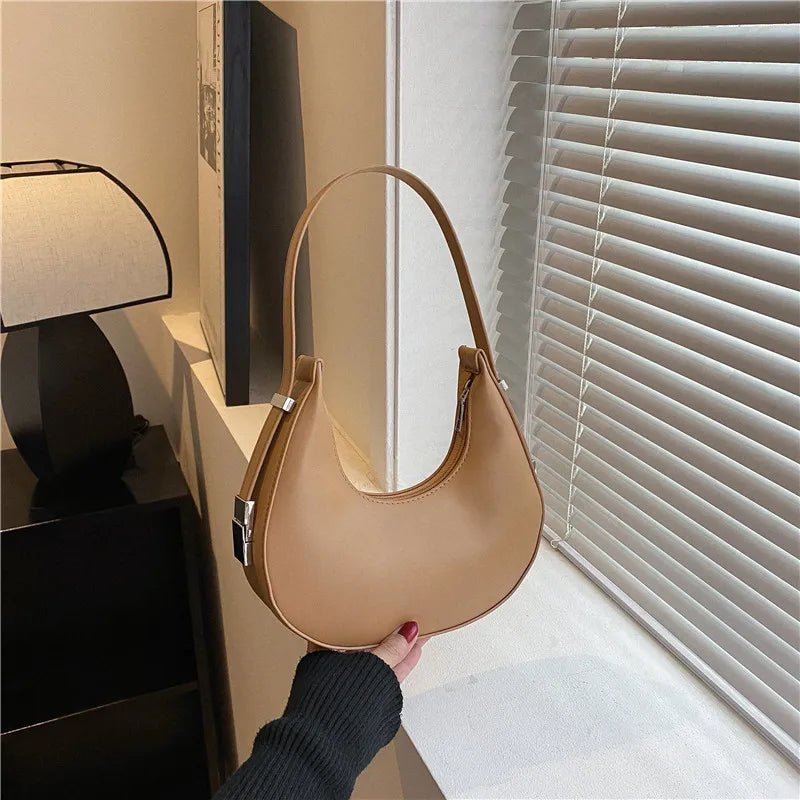 Luxury PU Leather Underarm Tote Bag for Women Hobo Style Shoulder Clutch Handbag Purse with Eye - Catching Half Moon ShapeAzizaK