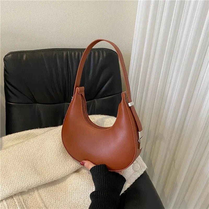 Luxury PU Leather Underarm Tote Bag for Women Hobo Style Shoulder Clutch Handbag Purse with Eye - Catching Half Moon ShapeAzizaK