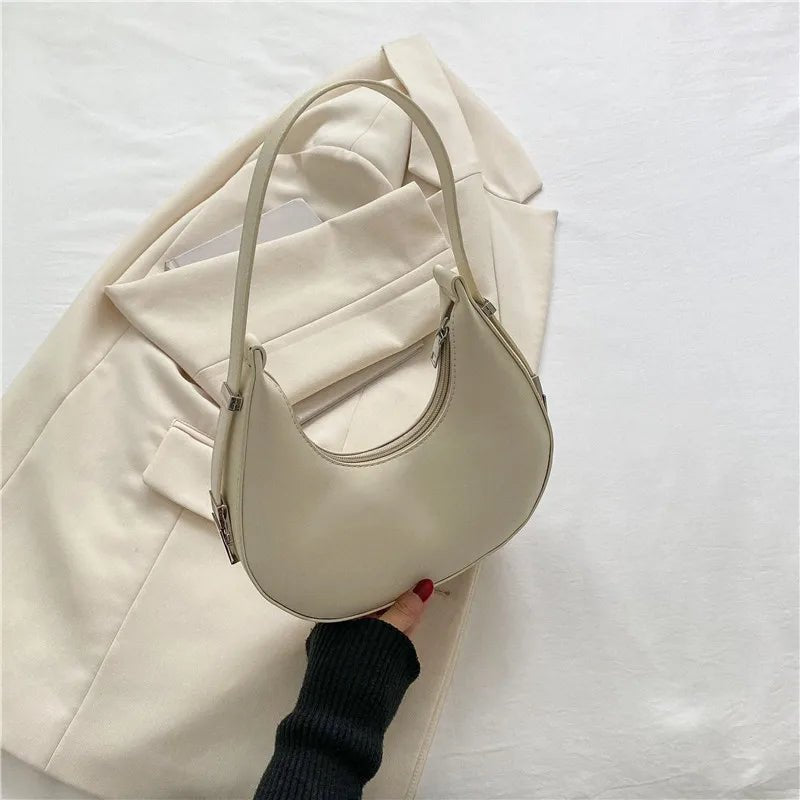 Luxury PU Leather Underarm Tote Bag for Women Hobo Style Shoulder Clutch Handbag Purse with Eye - Catching Half Moon ShapeAzizaK