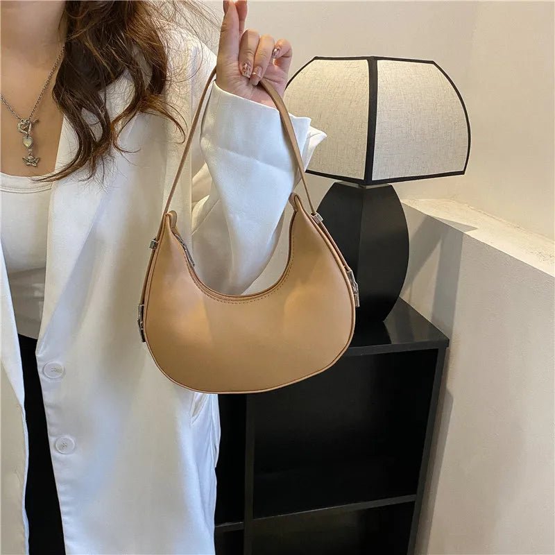 Luxury PU Leather Underarm Tote Bag for Women Hobo Style Shoulder Clutch Handbag Purse with Eye - Catching Half Moon ShapeAzizaK