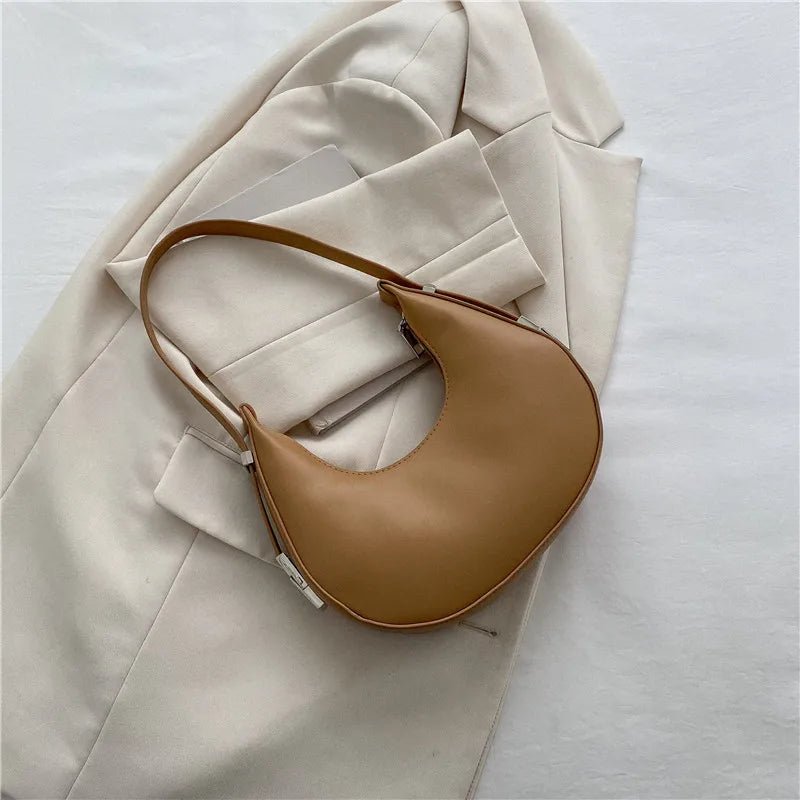 Luxury PU Leather Underarm Tote Bag for Women Hobo Style Shoulder Clutch Handbag Purse with Eye - Catching Half Moon ShapeAzizaK