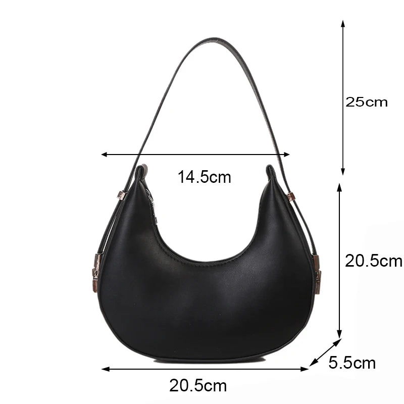 Luxury PU Leather Underarm Tote Bag for Women Hobo Style Shoulder Clutch Handbag Purse with Eye - Catching Half Moon ShapeAzizaK