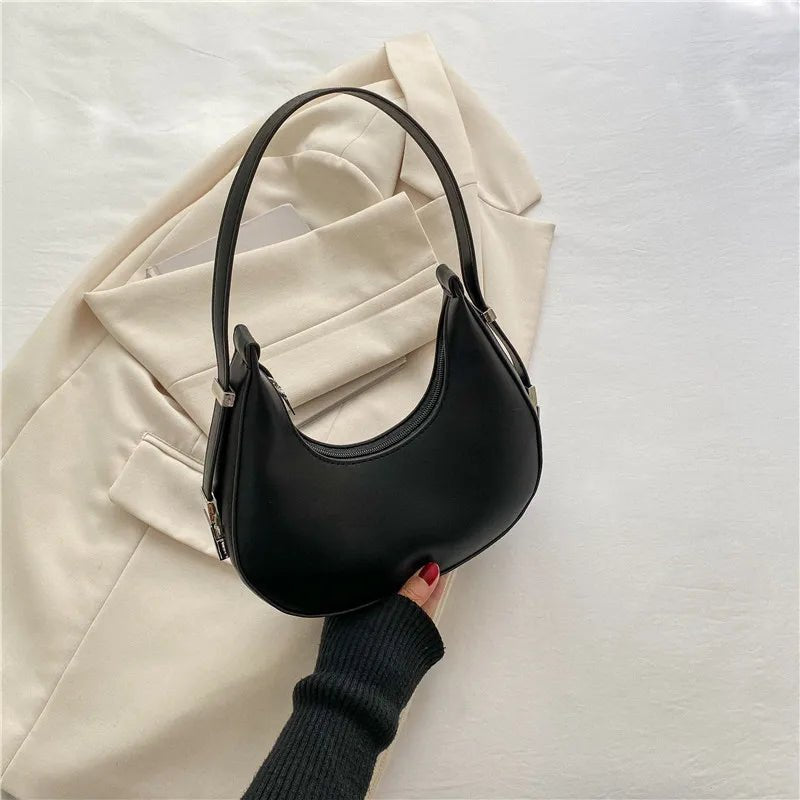 Luxury PU Leather Underarm Tote Bag for Women Hobo Style Shoulder Clutch Handbag Purse with Eye - Catching Half Moon ShapeAzizaK