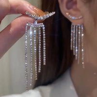 Luxury Sparkling Long Tassel Dangle EarringsAzizaK