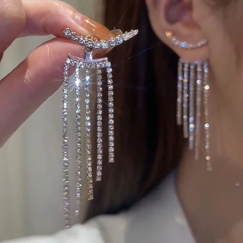 Luxury Sparkling Long Tassel Dangle EarringsAzizaK