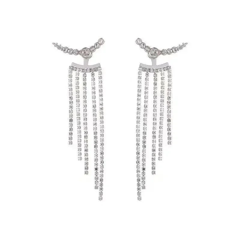 Luxury Sparkling Long Tassel Dangle EarringsAzizaK