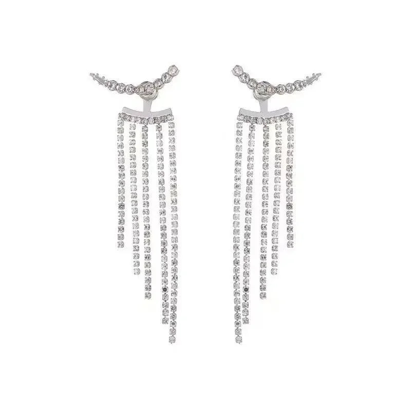 Luxury Sparkling Long Tassel Dangle EarringsAzizaK