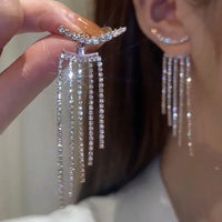 Luxury Sparkling Long Tassel Dangle EarringsAzizaK
