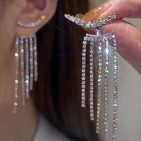 Luxury Sparkling Long Tassel Dangle EarringsAzizaK