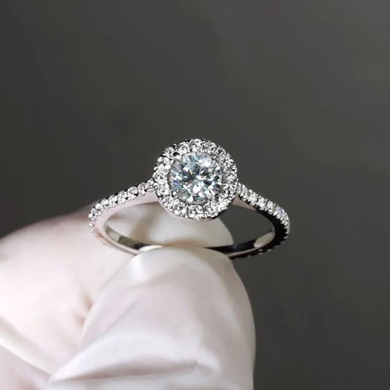 Luxury White Cubic Zirconia Engagement Rings for Women Silver ColorAzizaK