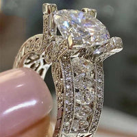 Luxury White Cubic Zirconia Engagement Rings for Women Silver ColorAzizaK