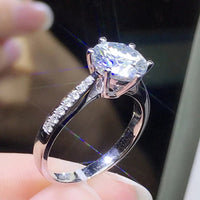 Luxury White Cubic Zirconia Engagement Rings for Women Silver ColorAzizaK