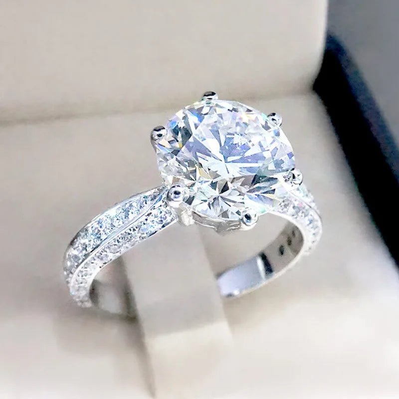 Luxury White Cubic Zirconia Engagement Rings for Women Silver ColorAzizaK