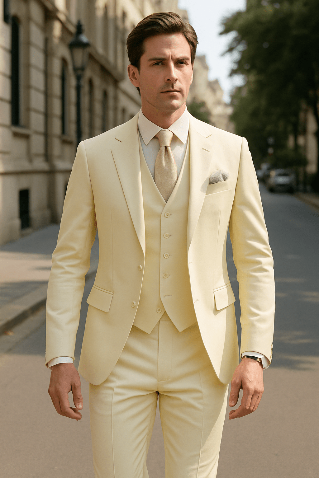 Men's 3 - Piece Slim Fit Suit – Blazer, Vest & Pants | Elegant Formal WearAzizaK