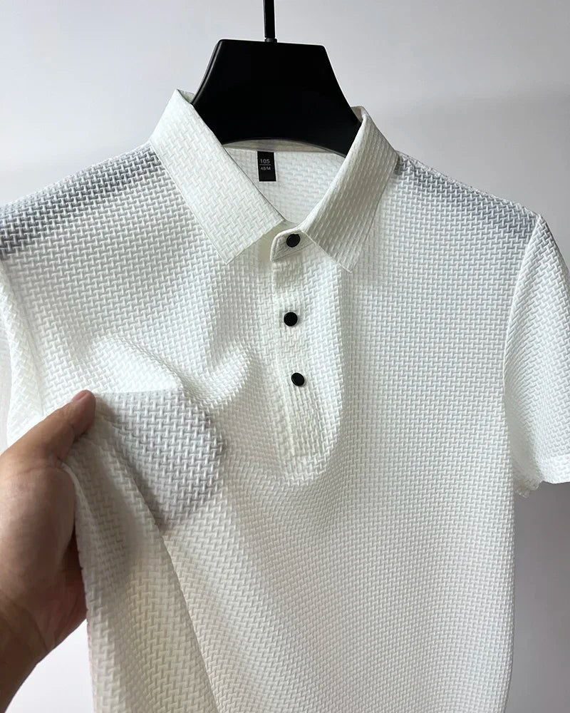 ❄️ Men’s Ice Silk Polo Shirt – Fashionable & Breathable Short Sleeve Summer TopAzizaK