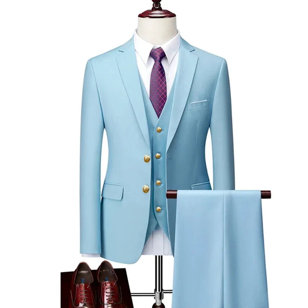 Men’s Premium 3 - Piece Business Suit Set – Jacket, Vest & TrousersAzizaK