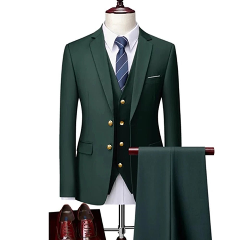 Men’s Premium 3 - Piece Business Suit Set – Jacket, Vest & TrousersAzizaK