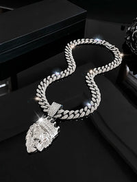 Men's Timeless Retro Lion Head Pendant Necklace - Bold Hip Hop Style Fashion Statement Accessories for HimAzizaK