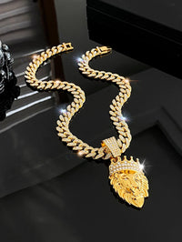 Men's Timeless Retro Lion Head Pendant Necklace - Bold Hip Hop Style Fashion Statement Accessories for HimAzizaK