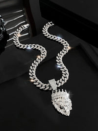Men's Timeless Retro Lion Head Pendant Necklace - Bold Hip Hop Style Fashion Statement Accessories for HimAzizaK