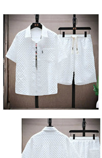 Men’s Vintage Summer Set – Short Sleeve Shirt & ShortsAzizaK