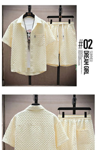 Men’s Vintage Summer Set – Short Sleeve Shirt & ShortsAzizaK