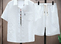 Men’s Vintage Summer Set – Short Sleeve Shirt & ShortsAzizaK