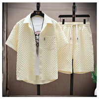 Men’s Vintage Summer Set – Short Sleeve Shirt & ShortsAzizaK