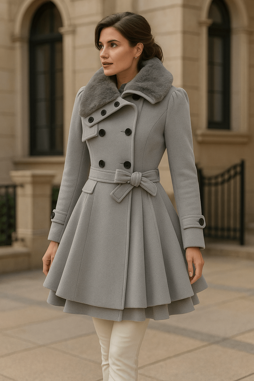 Mid - length, double - breasted, thick trench coatAzizaK